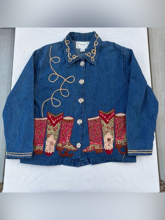 Tantrums Jackets & Blazers - SOLD Vintage Tantrums Cowgirl Patchwork Denim Jacket Sequin Beaded Western